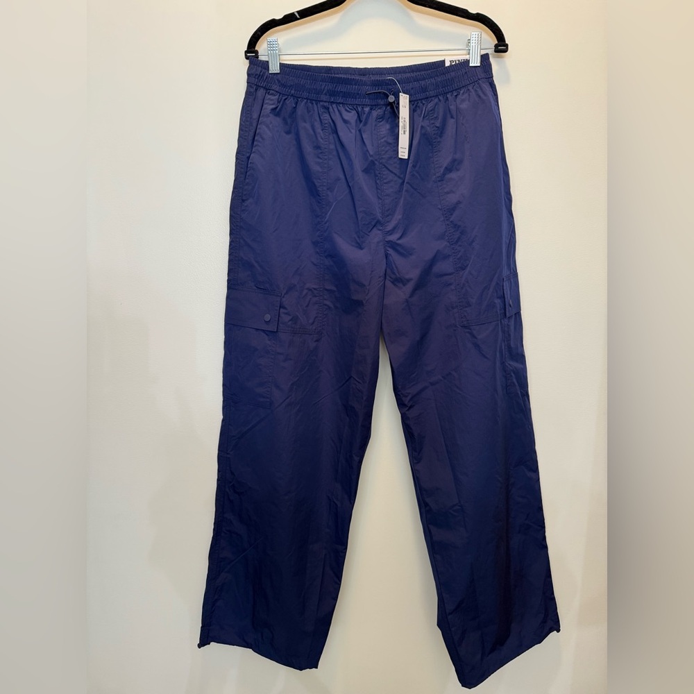 NWT PINK Victoria's Secret Satin Parachute Cargo Pants Relaxed Fit - Size L‎